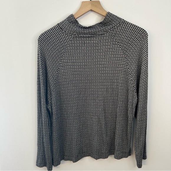 Lou & Grey for LOFT Black, Brown Houndstooth Mock Neck Top & Ponte Leggings Sz M - Picture 7 of 14